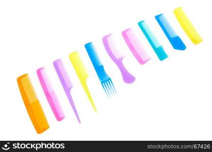 Set of beautiful comb on a white background