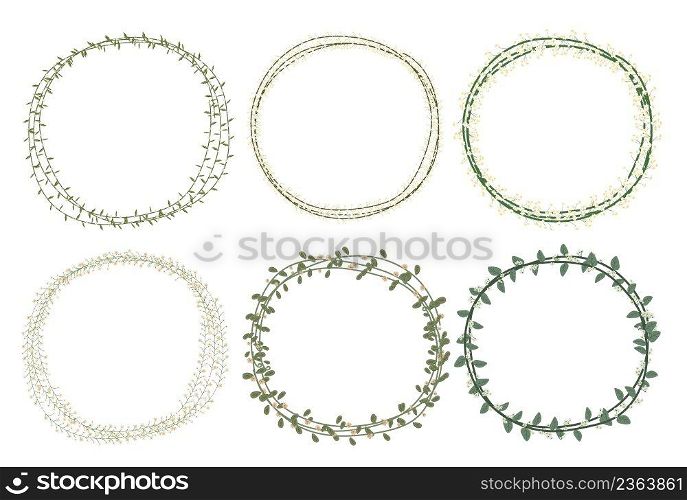 Set of beautiful flower wreath, floral frames set illustration.