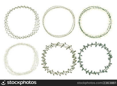 Set of beautiful flower wreath, floral frames set illustration.