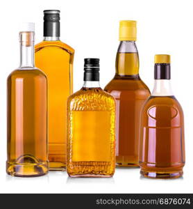 Set of Beautiful Whisky Bottles against well lit background