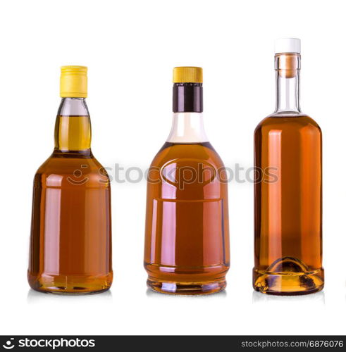 Set of Beautiful Whisky Bottles against well lit background