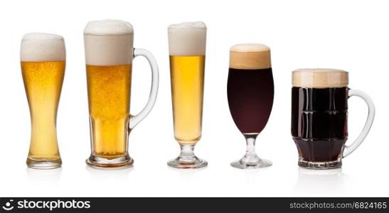 set of beer Glass isolated on a white background
