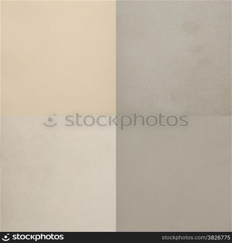 Set of beige leather samples, texture background.