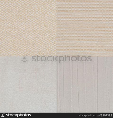 Set of beige vinyl samples, texture background.