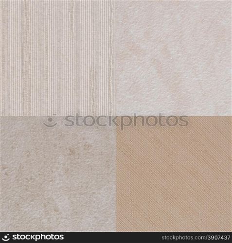 Set of beige vinyl samples, texture background.