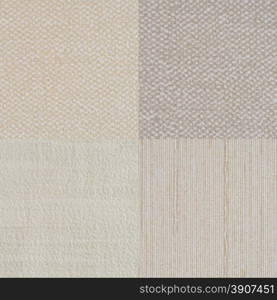 Set of beige vinyl samples, texture background.