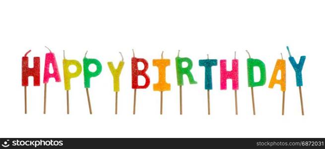 Set of birthday candles with clipping path