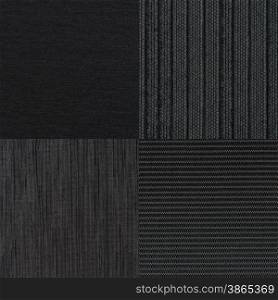 Set of black fabric samples, texture background.