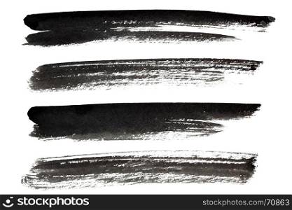 Set of black ink lines isolated on the white background