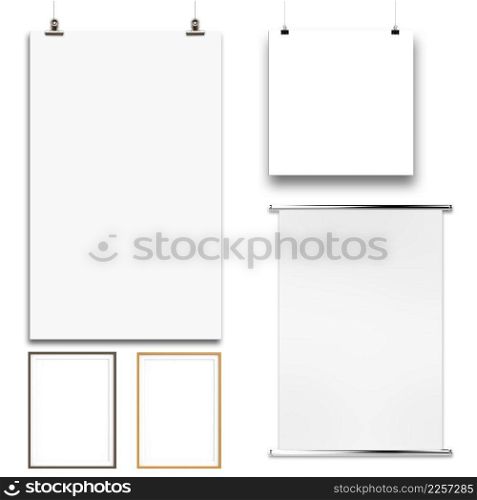 set of blank modern 3d frame on texture background as concept