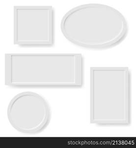 Set of Blank White Realistic Frames Isolated on White Background.. Set of Blank White Realistic Frames Isolated on White Background