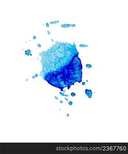 Set of blue watercolor stains. Blue watercolor labels and shapes on white background. Abstract watercolor background. Blue watercolor splash. Watercolor colorful round spot.