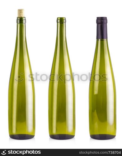 Set of bottles for wine isolated on white background