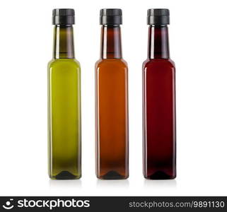 set of  bottles of olive oil isolated on a white background. File contains clipping path.