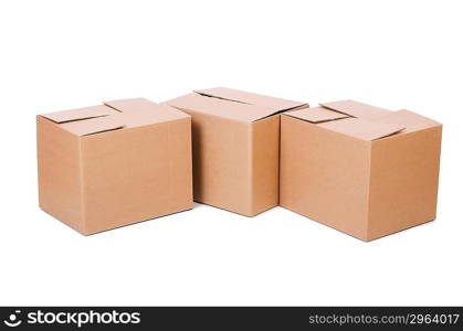 Set of boxes isolated on white