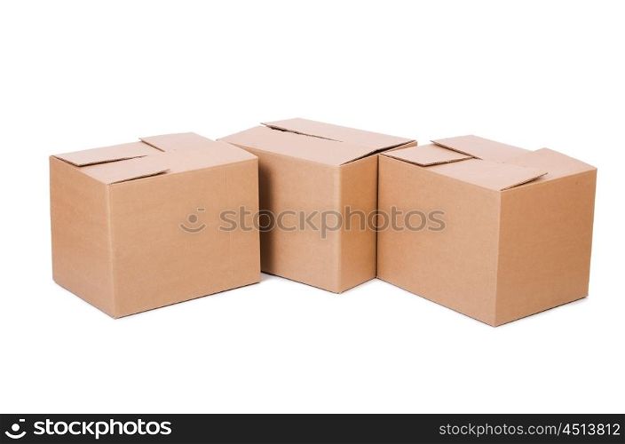 Set of boxes isolated on white