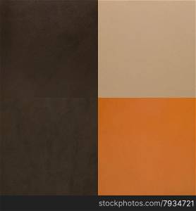 Set of brown leather samples, texture background.