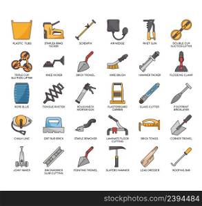 Set of Building tools thin line icons for any web and app project.