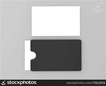 Set of business cards on a gray background. 3d render illustration.. Set of business cards on a gray background.