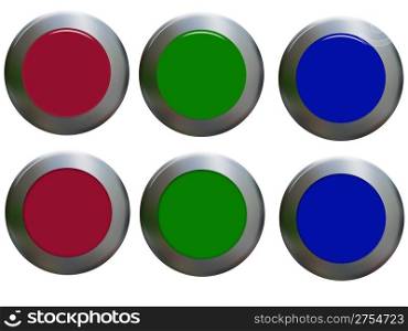 Set of buttons (on_off) with effect of chrome and glass