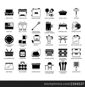 Set of Camp Cooking thin line icons for any web and app project.