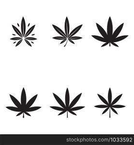 set of cannabis marijuana hemp leaf logo and symbol