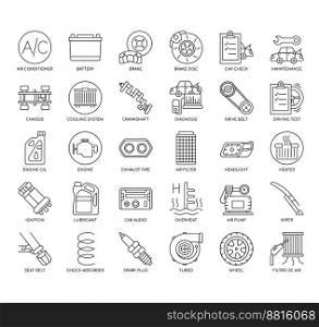 Set of Car Maintenance thin line icons for any web and app project.