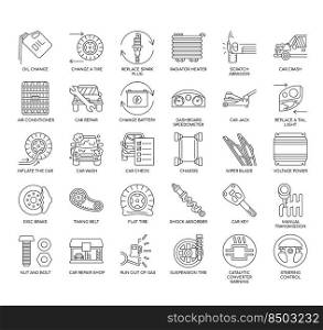 Set of Car Repair thin line icons for any web and app project.