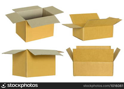 set of cardboard box isolated on white with clipping path