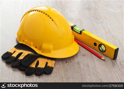 Set of carpenter equipment tools for building