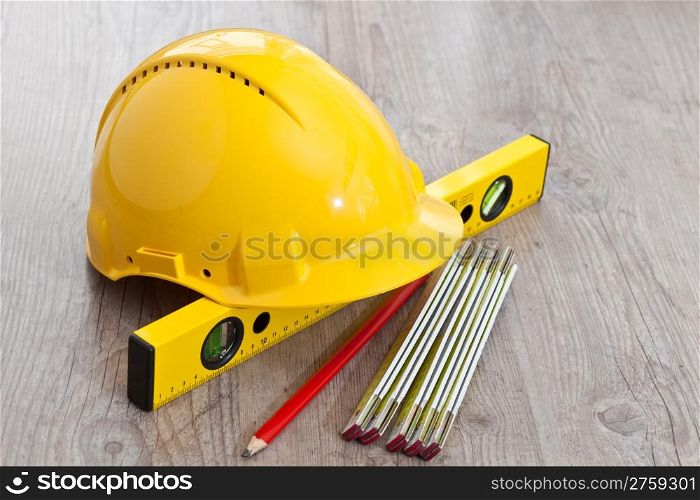 Set of carpenter equipment tools for building