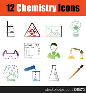 Set of chemistry icons. Gradient color design. Vector illustration.