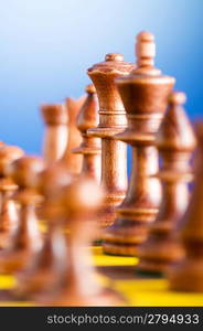 Set of chess figures on the playing board