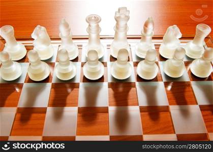 Set of chess figures on the playing board