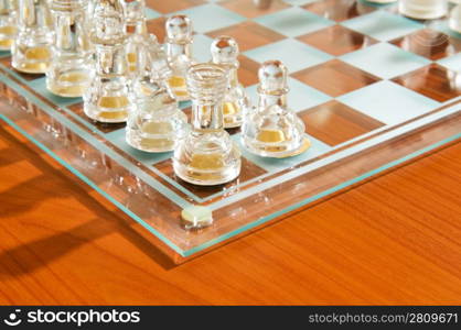 Set of chess figures on the playing board