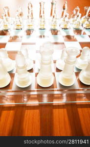 Set of chess figures on the playing board