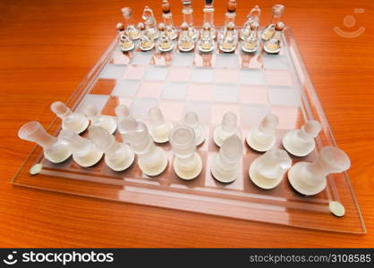 Set of chess figures on the playing board