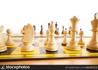 Set of chess figures on the playing board