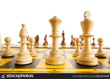 Set of chess figures on the playing board