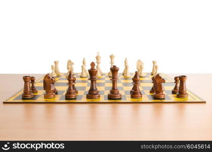 Set of chess figures on the playing board