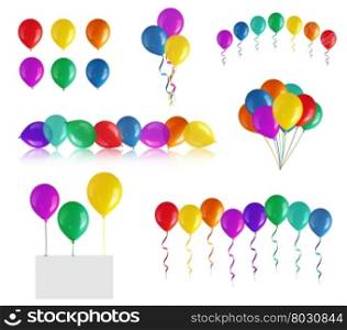 Set of children&rsquo;s party balloons isolated on white
