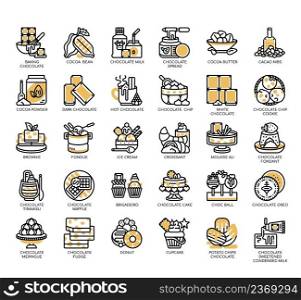Set of Chocolate product thin line icons for any web and app project.