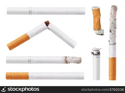 Set of cigarettes. Isolated on white background