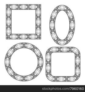 Set of Circle Decorative Frames Isolated on White Background.. Set of Circle Decorative Frames