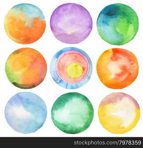 Set of circle watercolor. Texture paper.