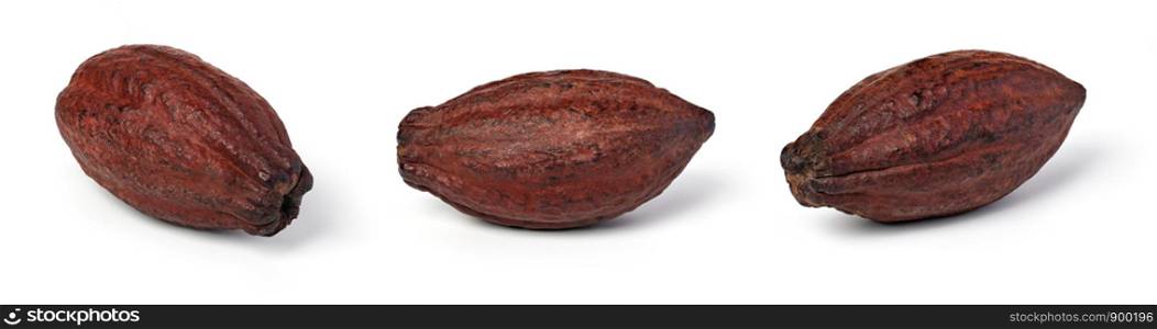 set of cocoa pod on a isolated white background. set of cocoa pod