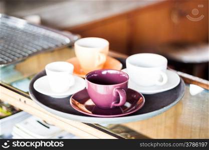 Set of coffee cup for serving, stock photo