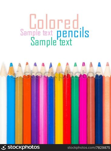 Set of color pencils for creativity on a white background