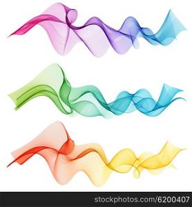 Set of color smoke wave. Abstract transparent waved lines for brochure, website, flyer design.