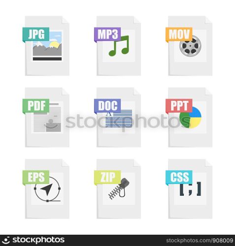 set of color web document icons, vector illustration. set of color web document icons, vector